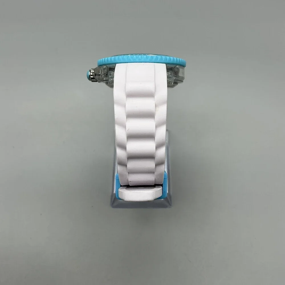 40nine Mens Watch 40mm White Dial Blue Bezel Silicone Date New Battery